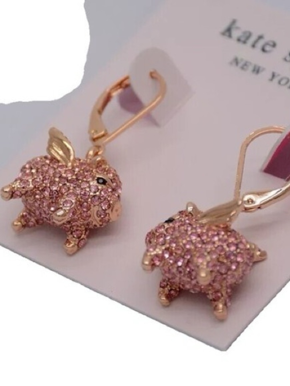 KATE SPADE NEW YORK ♠️ IMAGINATION FLYING PIG PAVÉ DROP EARRINGS - Picture 7 of 9